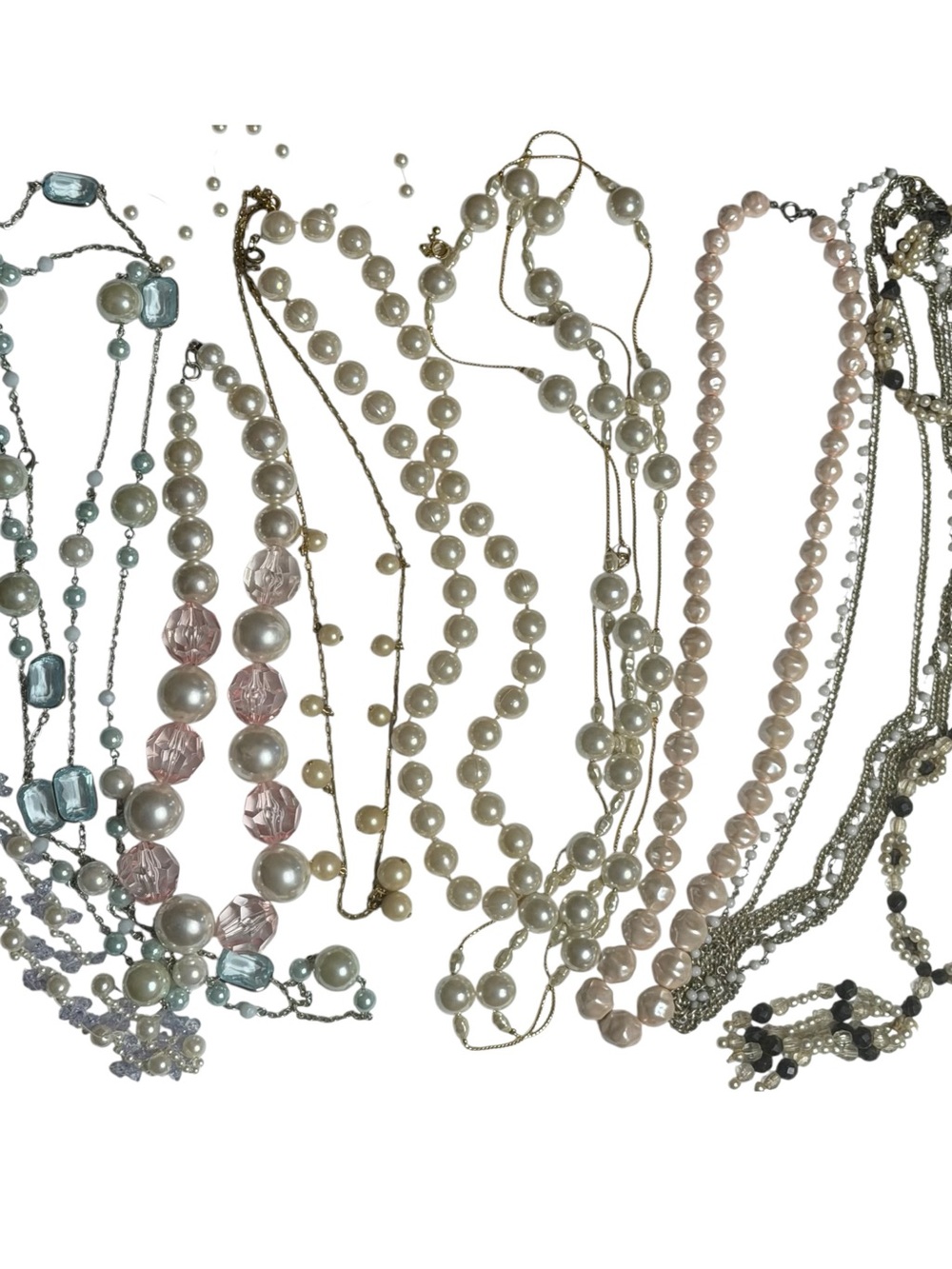 Vintage Faux Pearl & Beaded Necklace Lot of 10 Retro Grandmacore Charming MCM